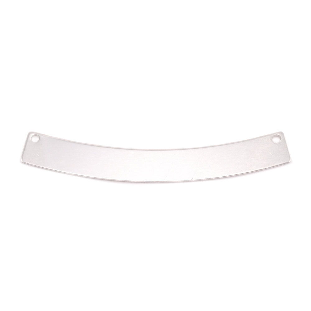 Metal Stamping Blanks Sterling Silver Curved Rectangle Bar with Holes, 40mm (1.57") x 5mm (.20"), 24g